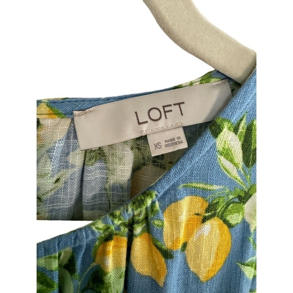 Loft Linen Blend Sleeveless Dress Lemon Print Size XS - Picture 2 of 5
